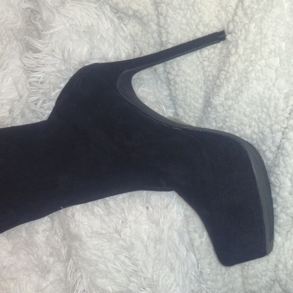 Thigh High Suede Platform Stiletto Boots - Picture 6 of 7